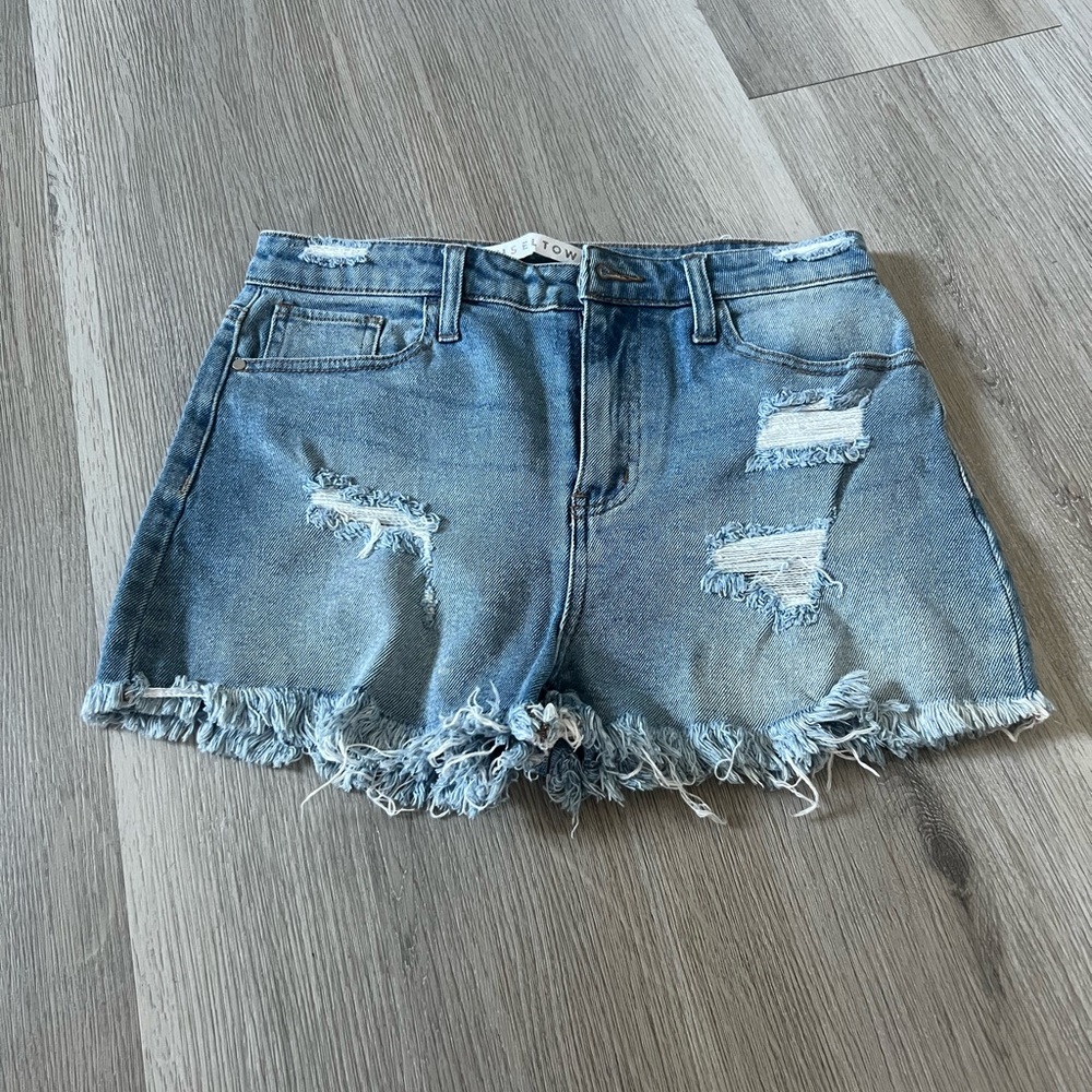 Tinseltown Blue Distressed Jean Shorts